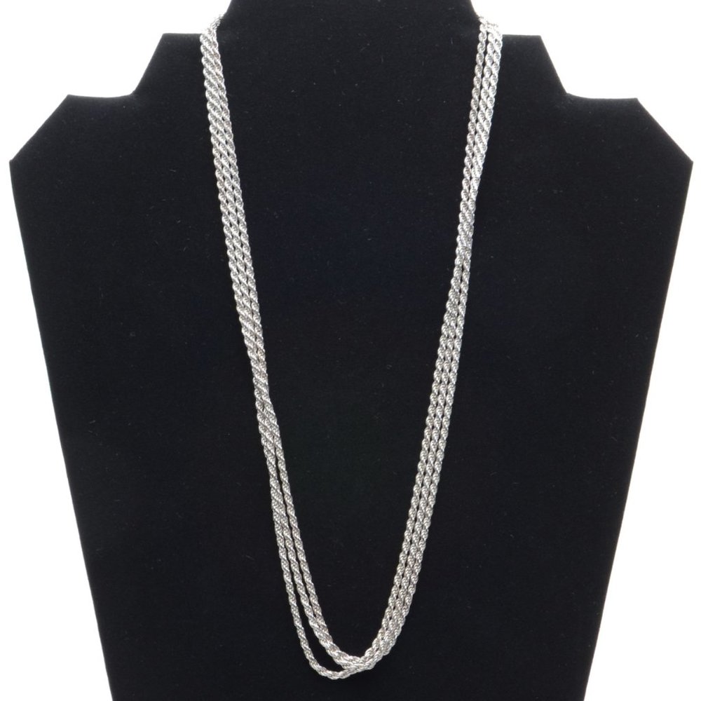 Long 60-inch Milor Italian Silver Rope Chain Necklace